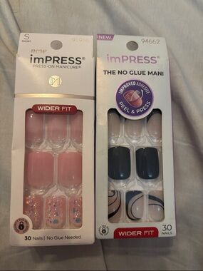 imPRESS Press-On Manicure Pink Glitter & Black Swirl Set